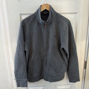 Lands' End Gray Zip Up Sweater with Stand-Up Collar